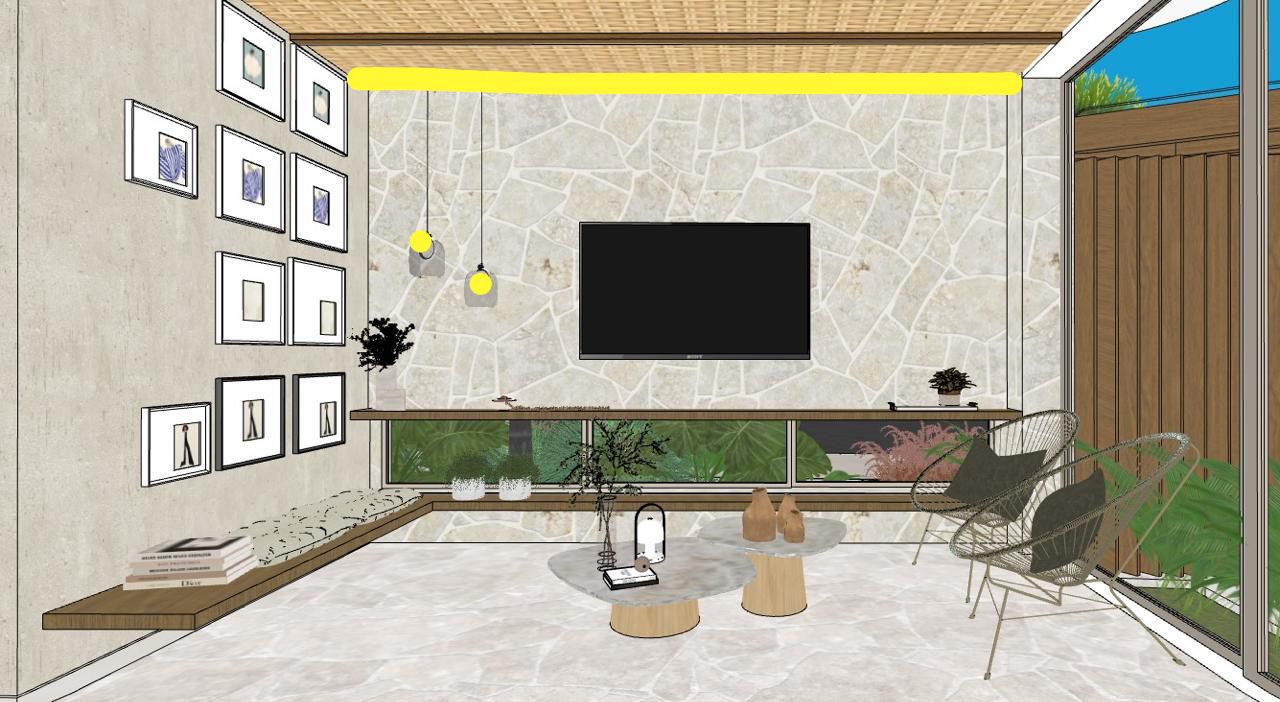 Comparação entre projeto SketchUp e render fotorrealista