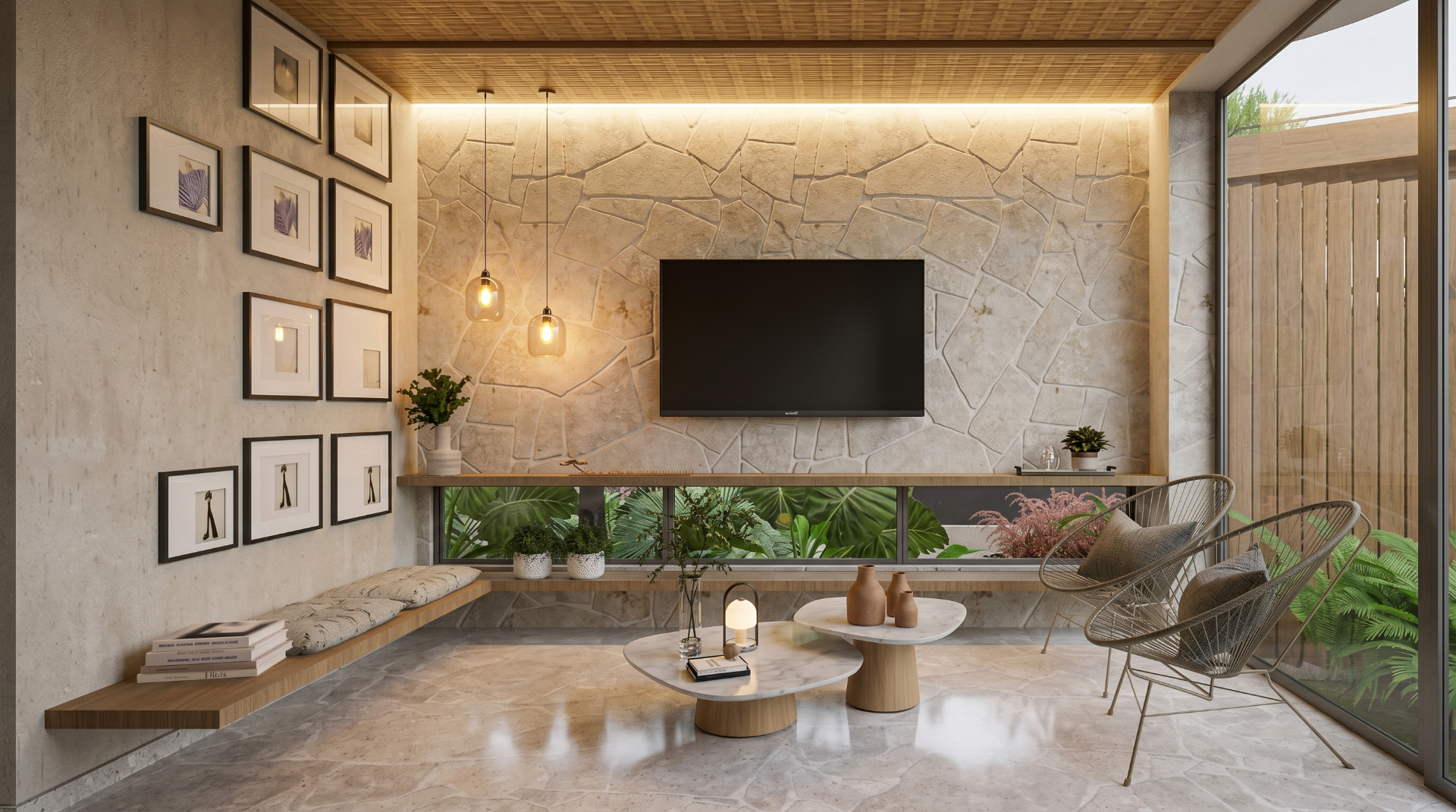 Comparação entre projeto SketchUp e render fotorrealista