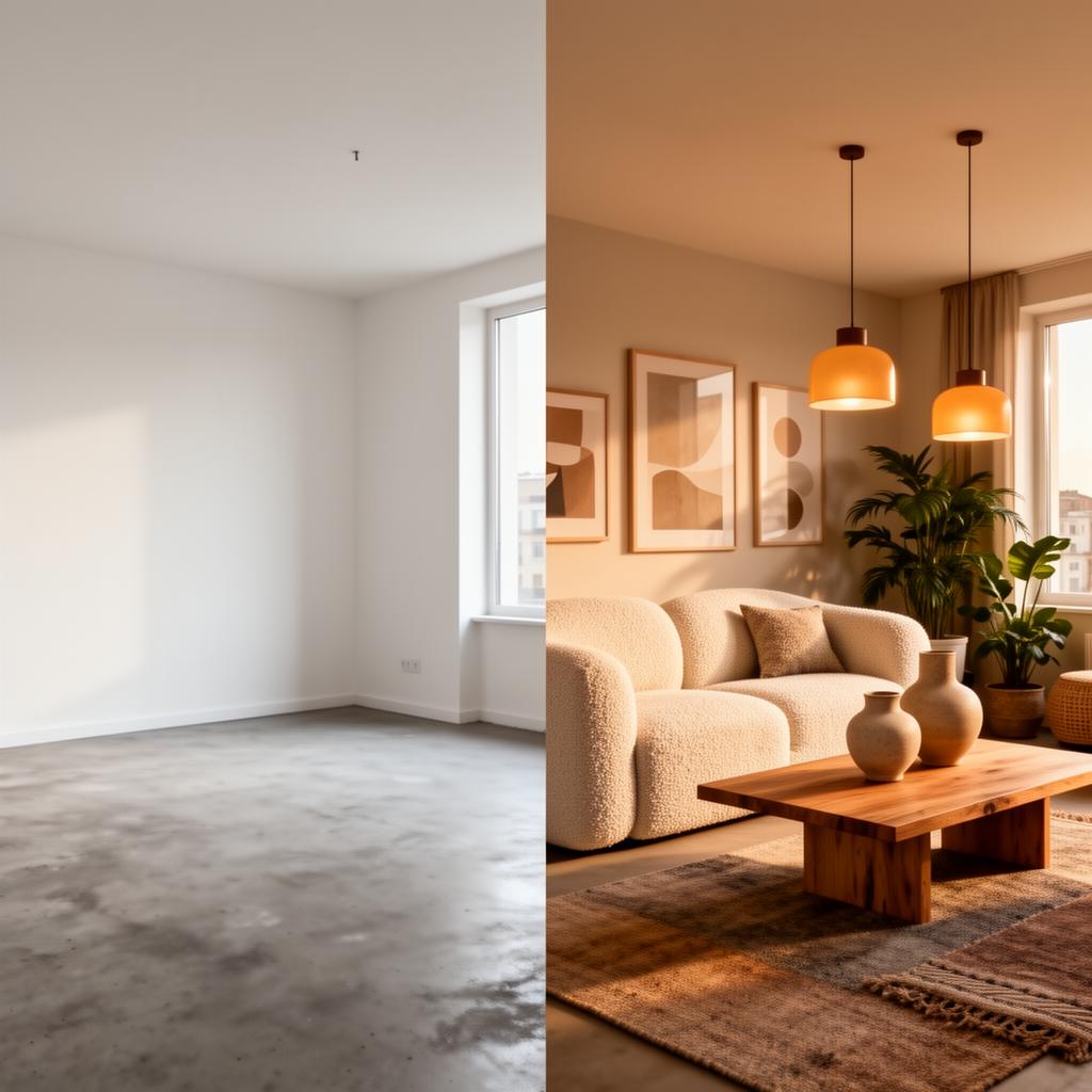 Demonstração: ambiente vazio decorado automaticamente pela IA